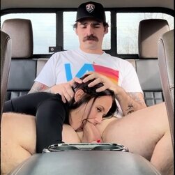 Young Brunette Hottie Loves Car Anal Fuck with Blowjob