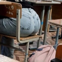 Blonde College Babe Shows Her Ass and Plays Naughty in the Classroom