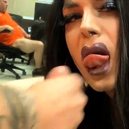 Dirty Trans Escort Gives a Sloppy Wet Blowjob