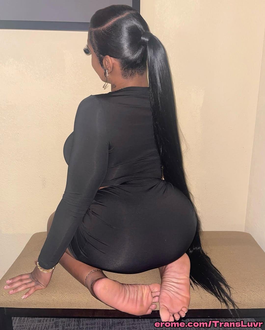 Big Buttlock Black Tranny bierze BBC od tyłu - Femboy, Shemale, Trans, Trap, Feet, Blowjob 5