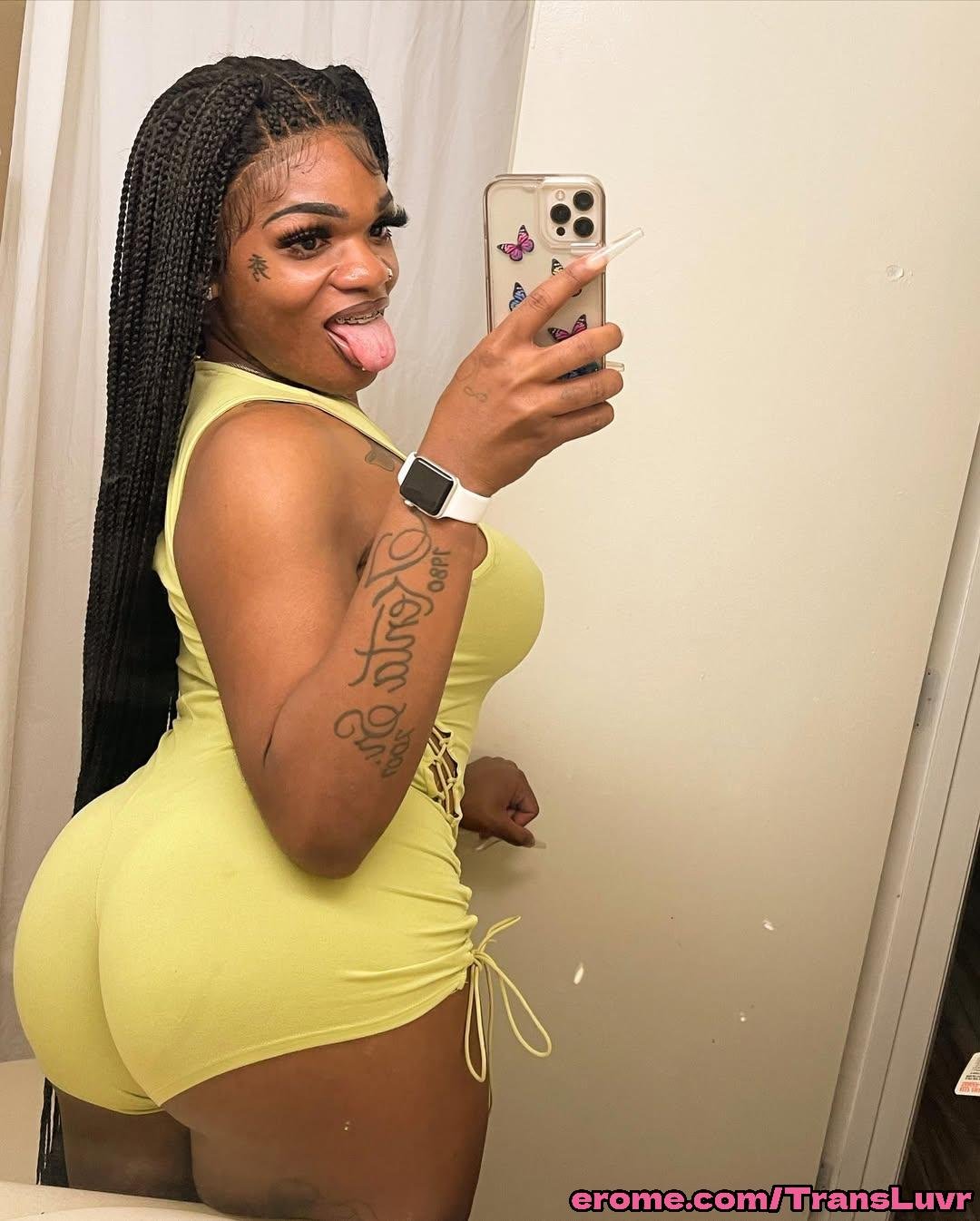 Big Buttlock Black Tranny bierze BBC od tyłu - Femboy, Shemale, Trans, Trap, Feet, Blowjob 66