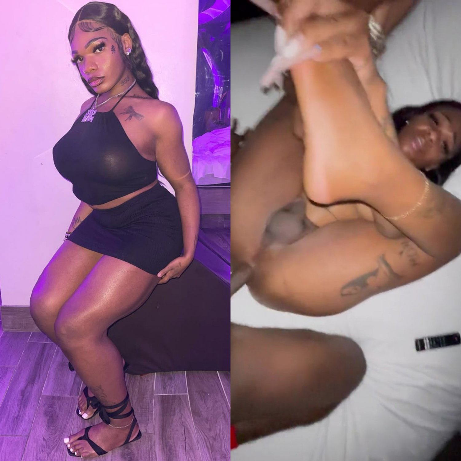 Big Buttlock Black Tranny bierze BBC od tyłu - Femboy, Shemale, Trans, Trap, Feet, Blowjob 80