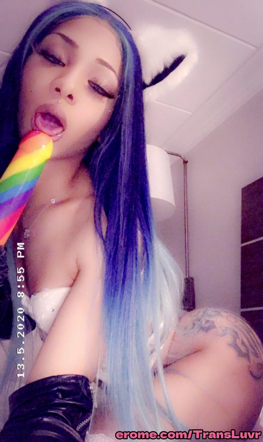 Grande Ás Ébano Tatted Trans [Femboy, Ts, Tgirl, Shemale, Tranny, Trap] 62