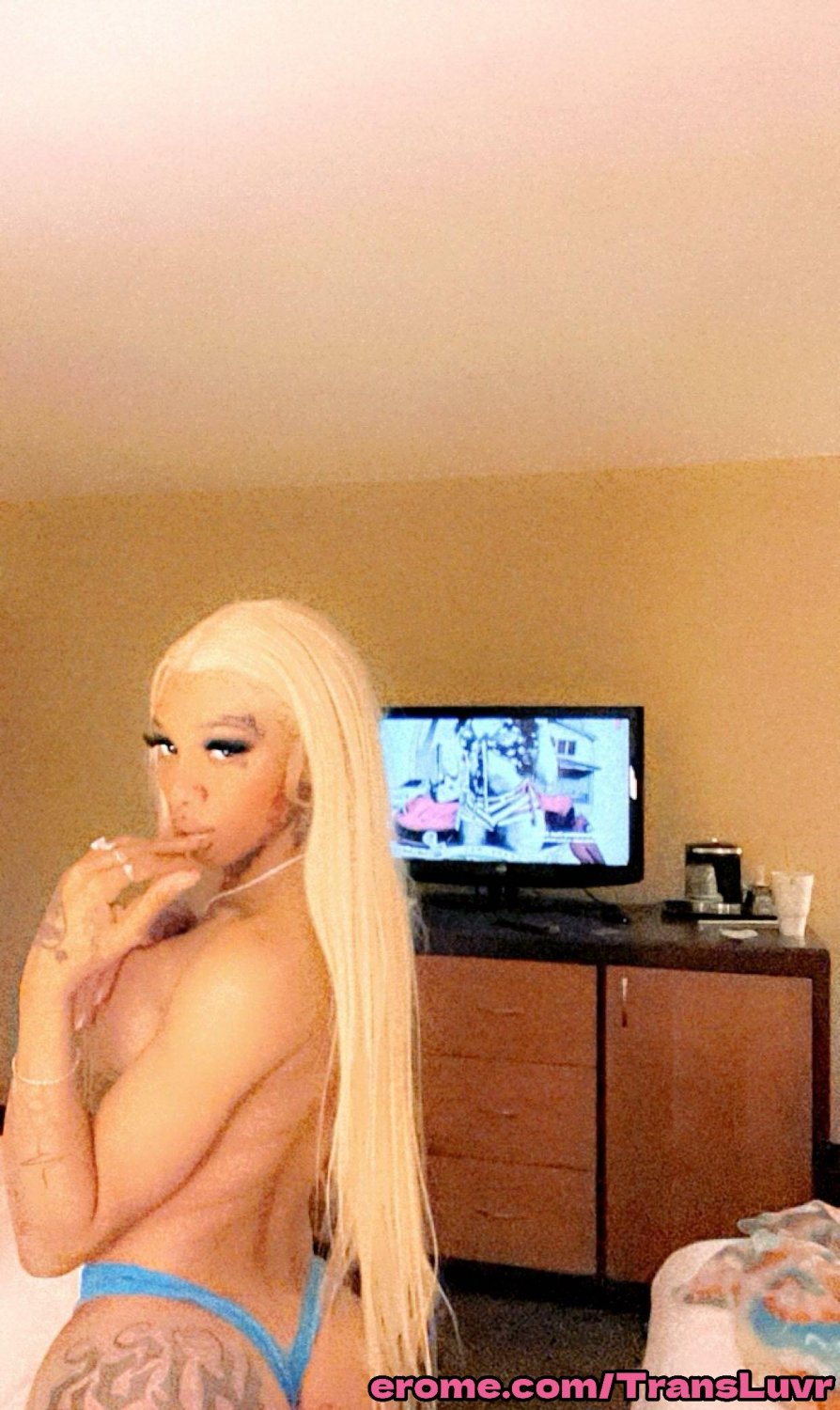 Grande Ás Ébano Tatted Trans [Femboy, Ts, Tgirl, Shemale, Tranny, Trap] 73