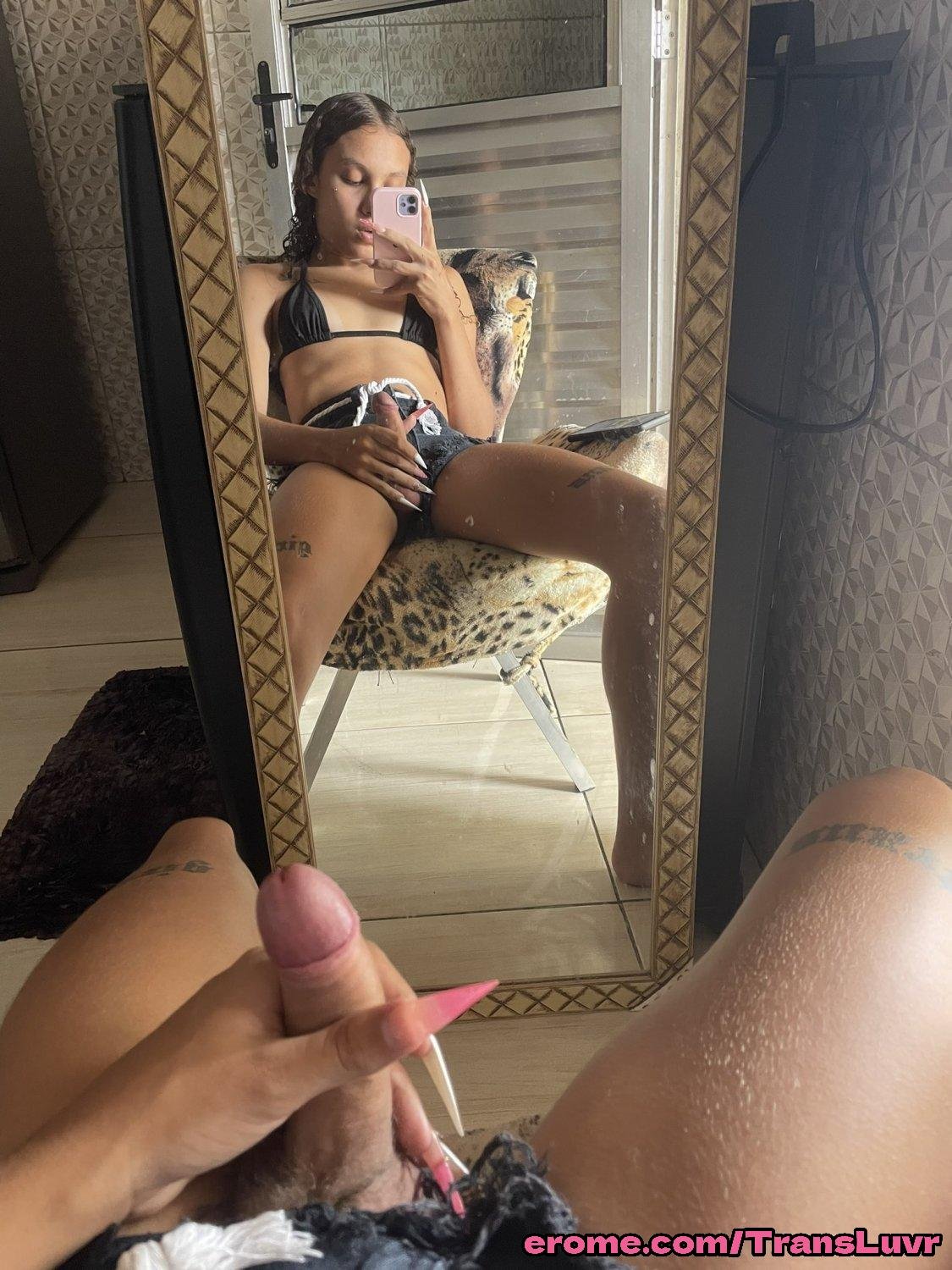 Perky Tits Trans Latina Teen Loves Her Purple Fake Penis - Femboy, Shemale, Tranny, Trap, Blowjob, Doggy 13