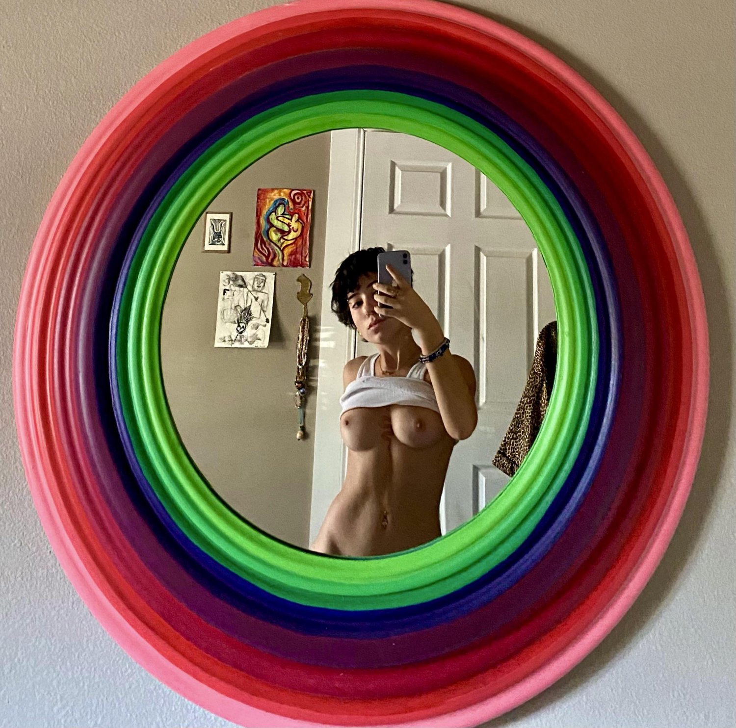 Short-Haired Brunette Dyke Teasing in Amateur Fun 23