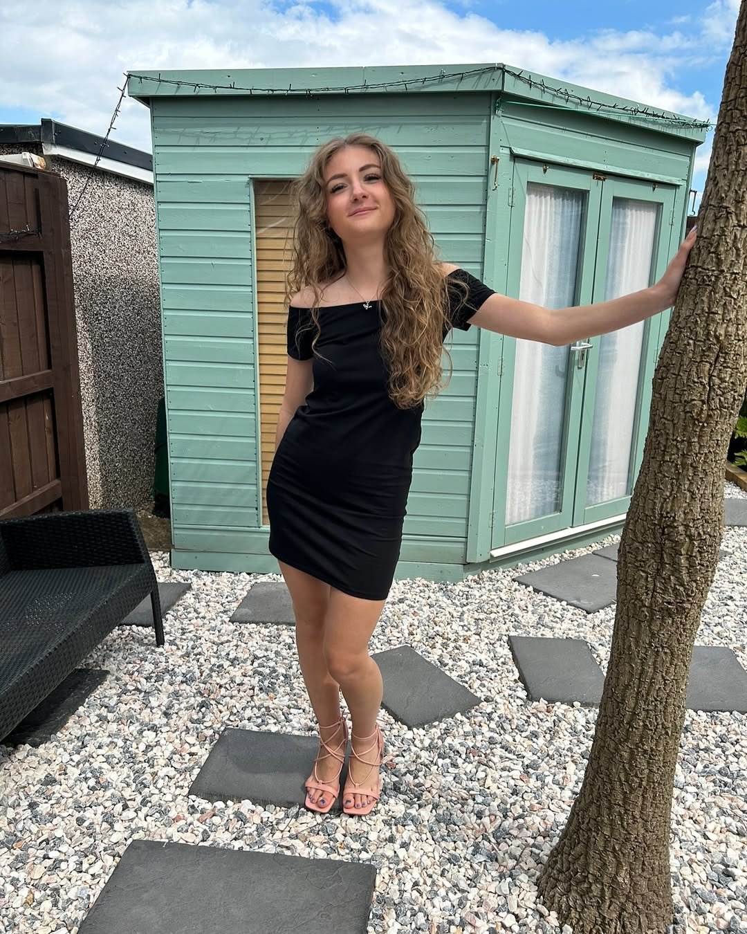 Hot Girl Abbie Strutting In Pink High Heels 15