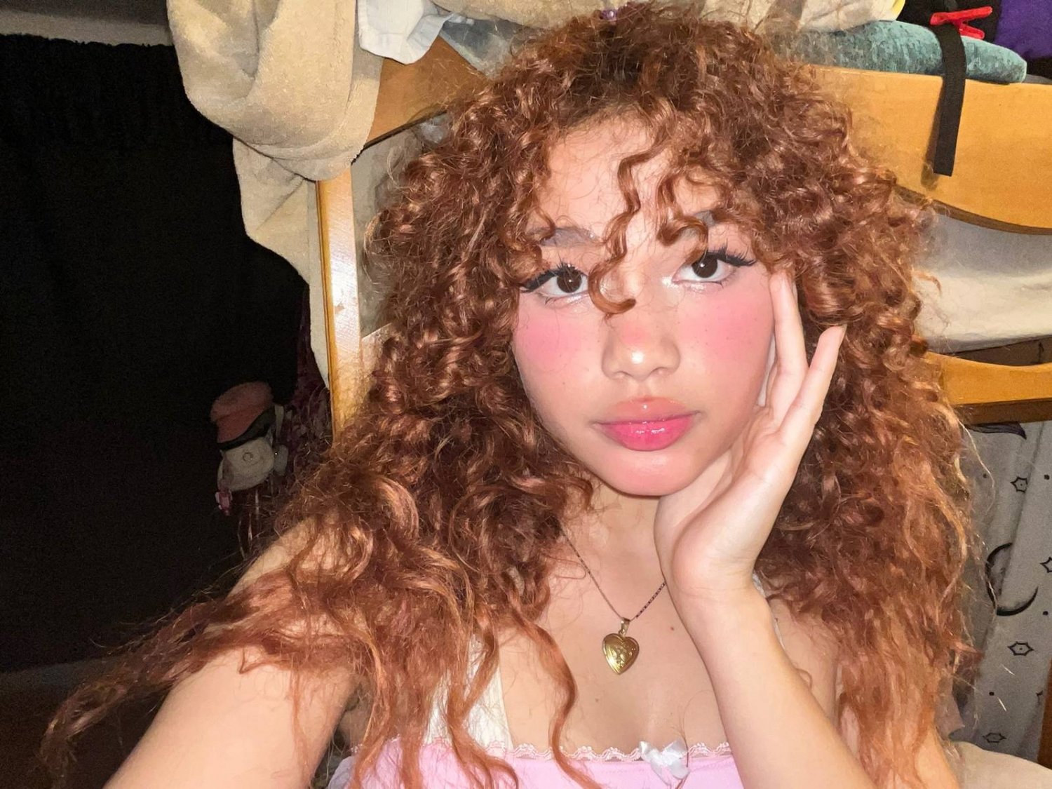 Naughty Asian Redhead Showing Off That Tight Curly Hair and Body 5
