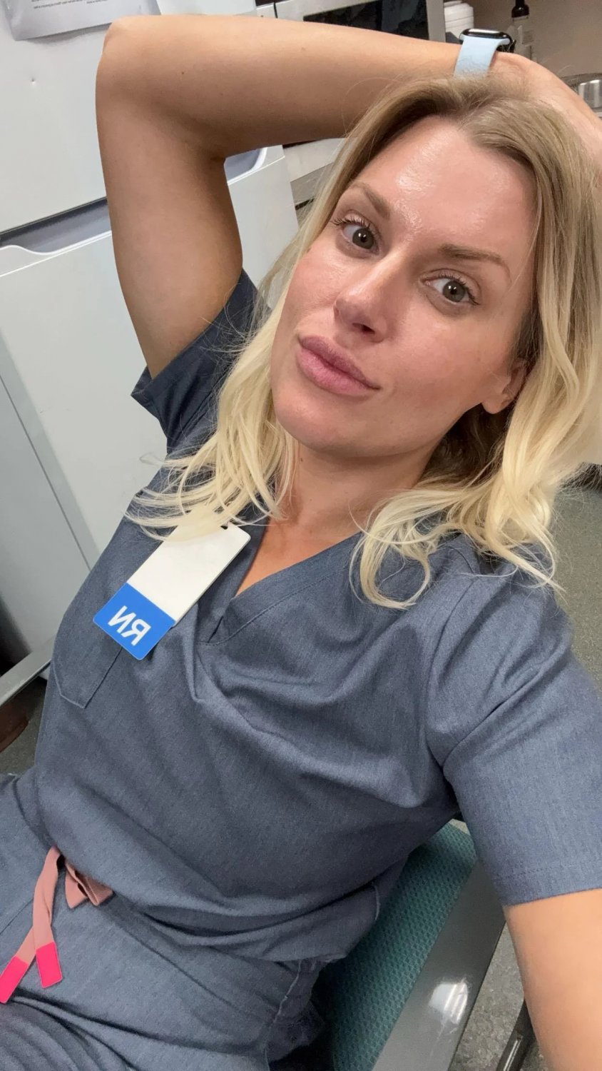 Phat Blonde Nurse Snapping Selfies And Showing Her Big MILF Curves 13