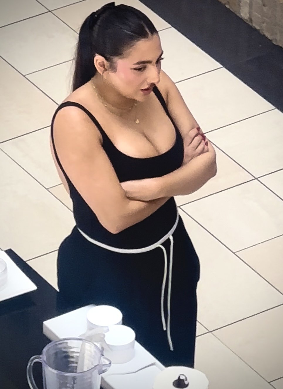 Busty Latina Mall Worker Flashes Her Massive Cleavage In Public 5
