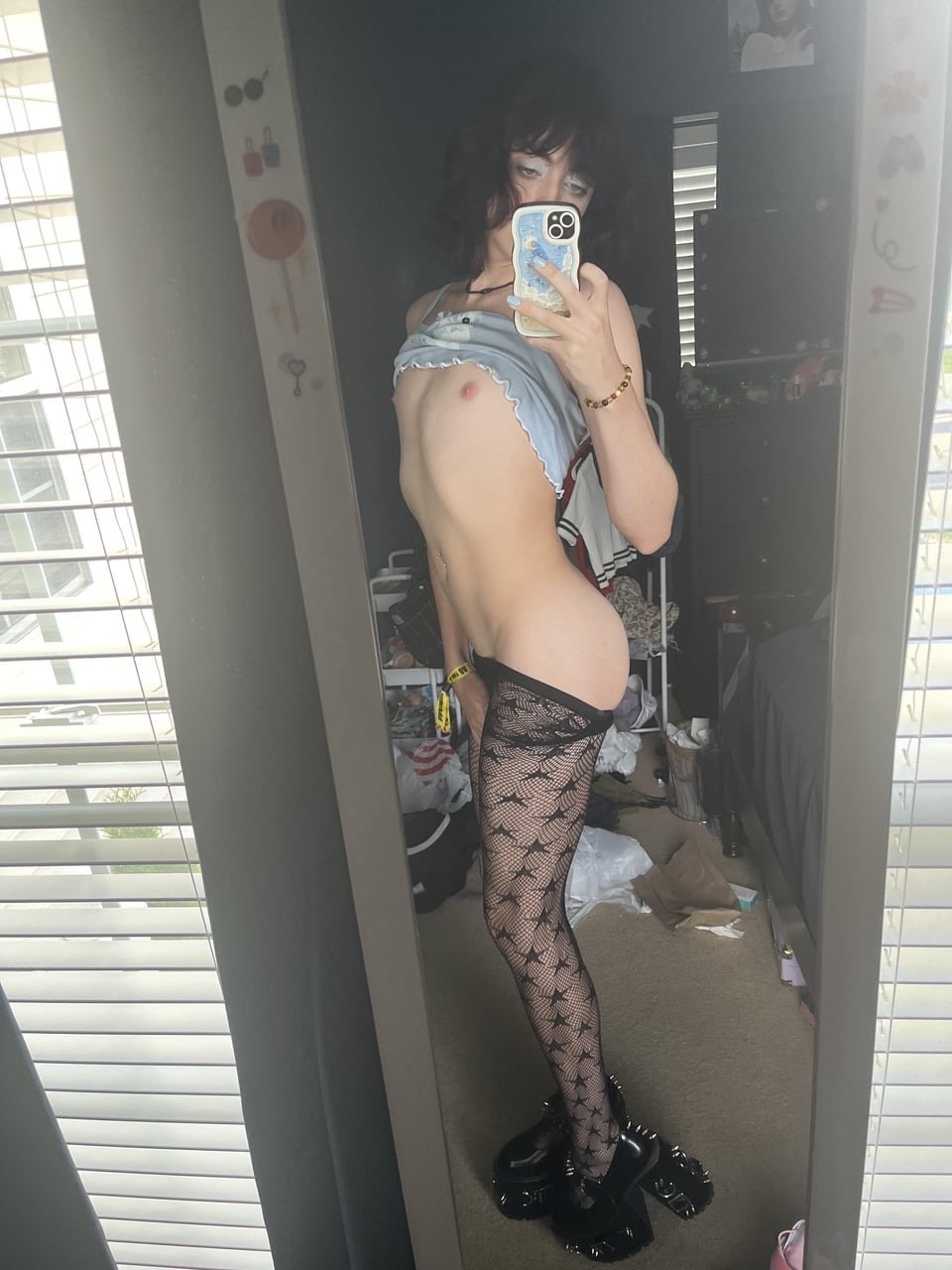 Femboy Kitty in Fishnet and Flirty Selfie Style 15