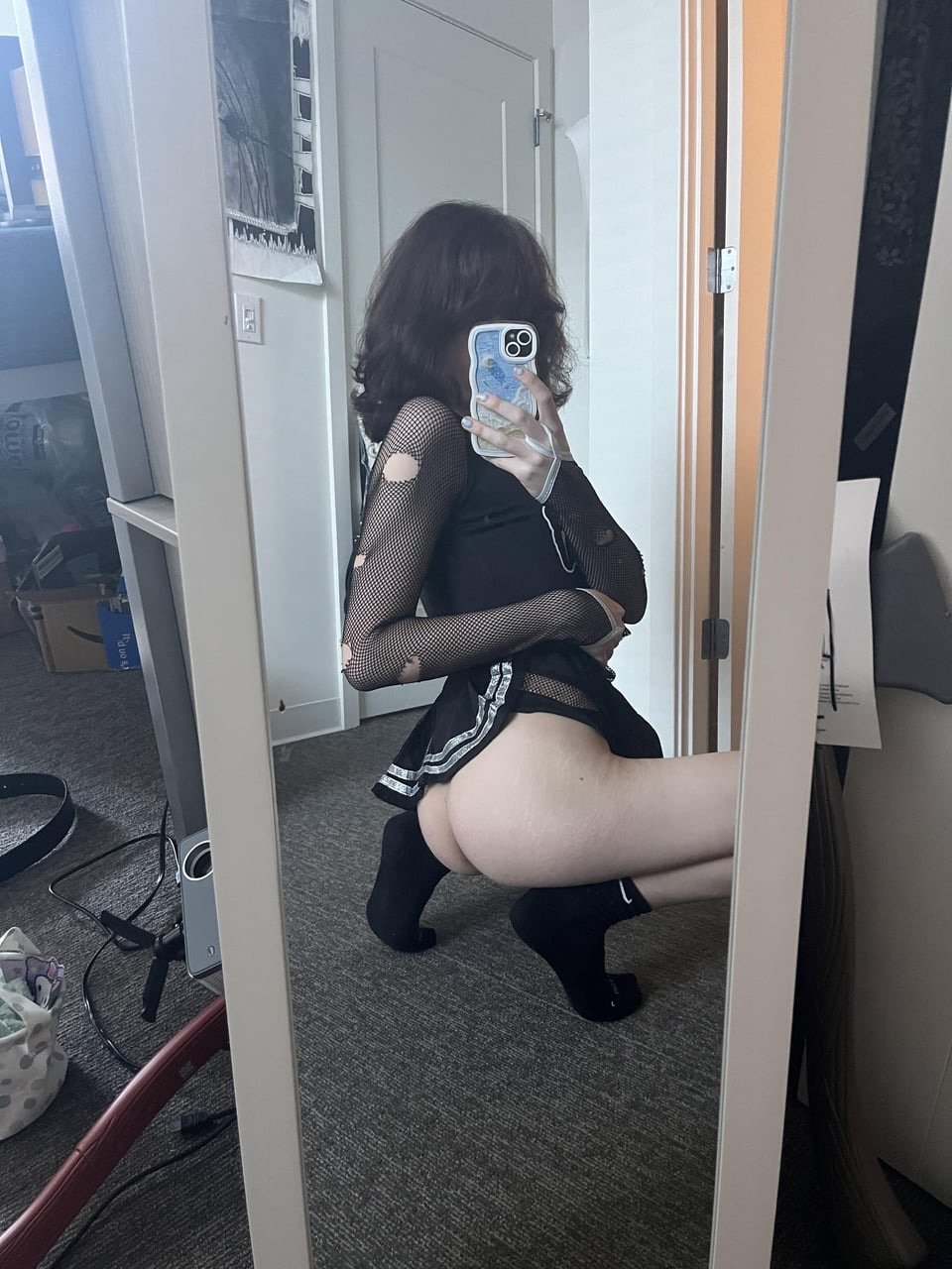 Femboy Kitty in Fishnet and Flirty Selfie Style 44