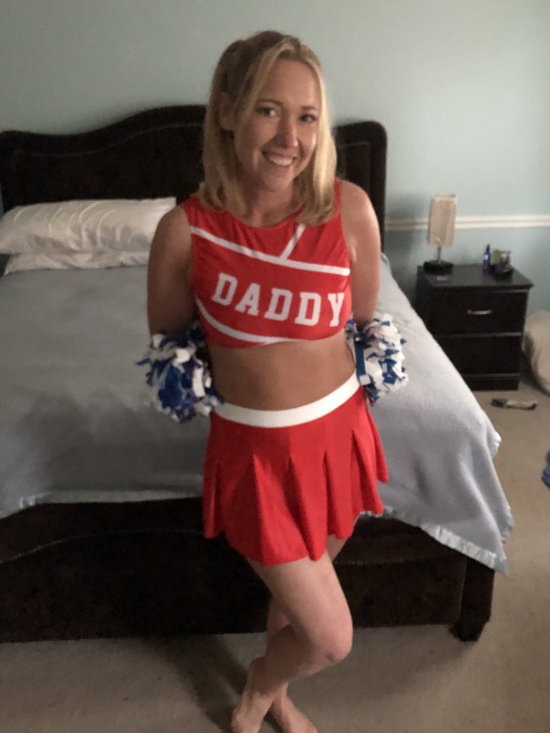Blonde Cheerleader Wife Puts on a Deepthroat Show for Her Lucky Husband 2