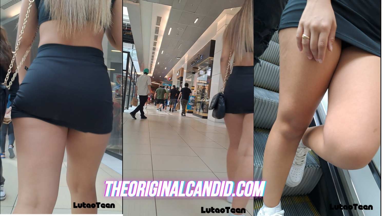 Rubia pollera corta piernas hermosas 12