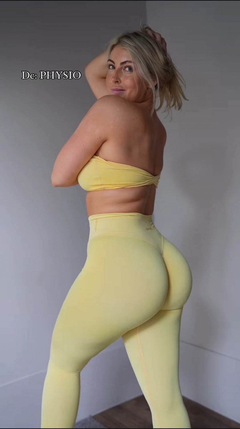 Tight Gym Shorts Show Off Her Juicy Peach 26