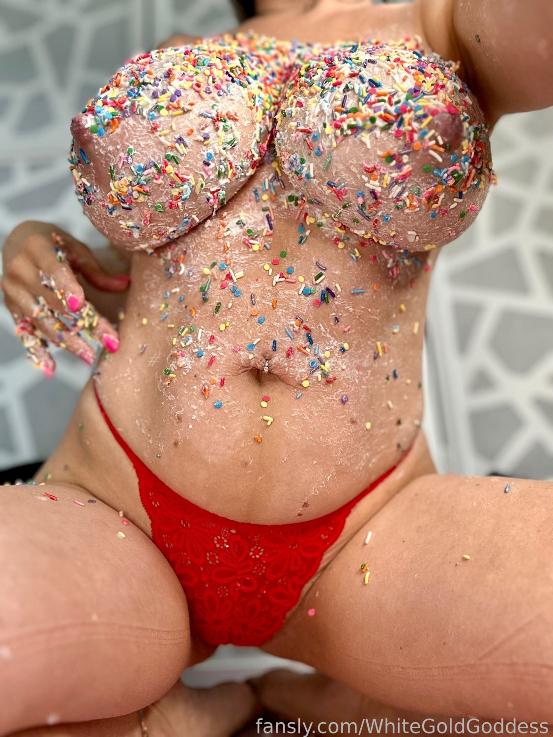 Tight Lingerie Wrapped Around Huge Tits 14