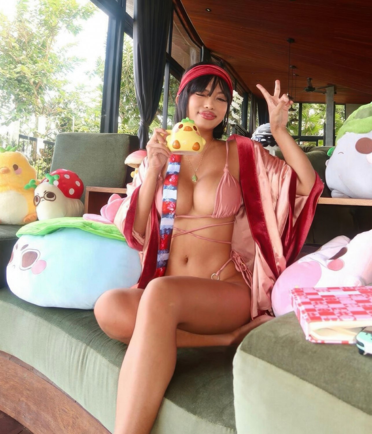 Cute Asian Babe Alythuh Struts In A Tiny Bikini And Glasses 12