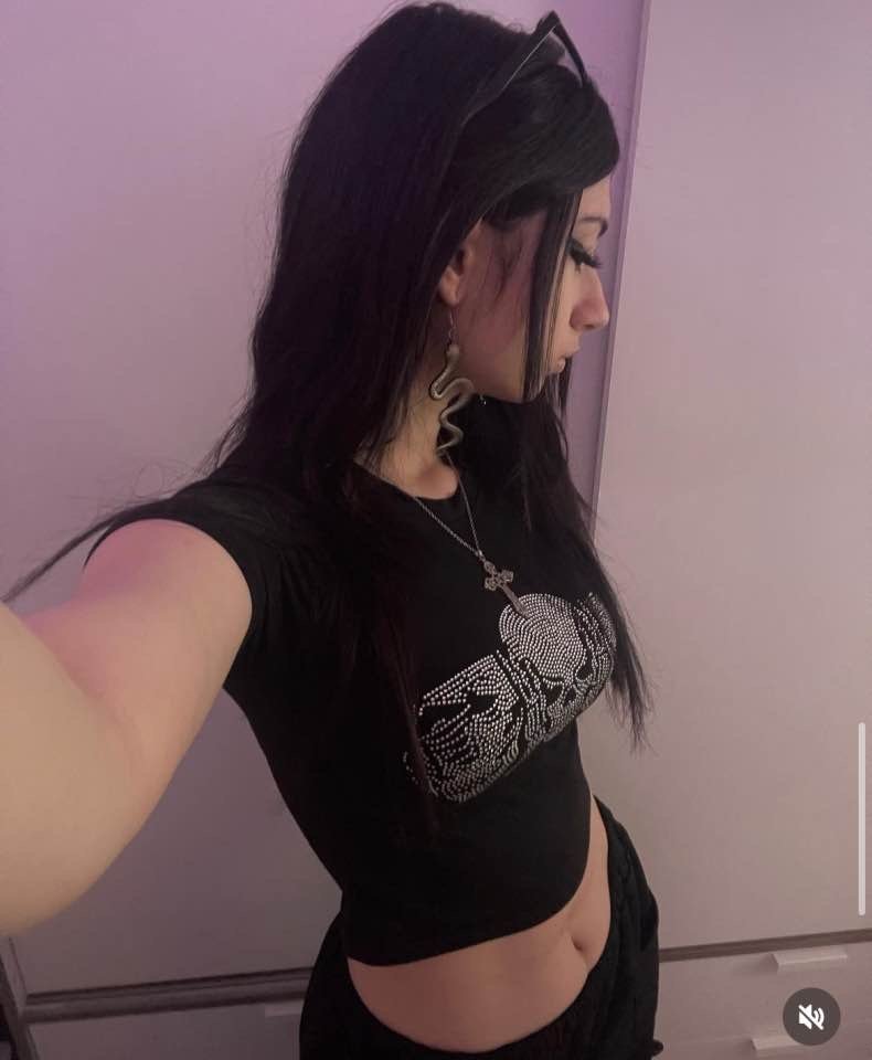 Cute Goth Girl Teasing With Her Pierced Nipples And Tight Body 4