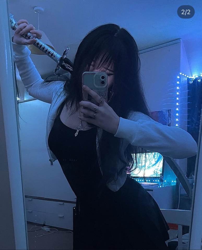 Cute Goth Girl Teasing With Her Pierced Nipples And Tight Body 5