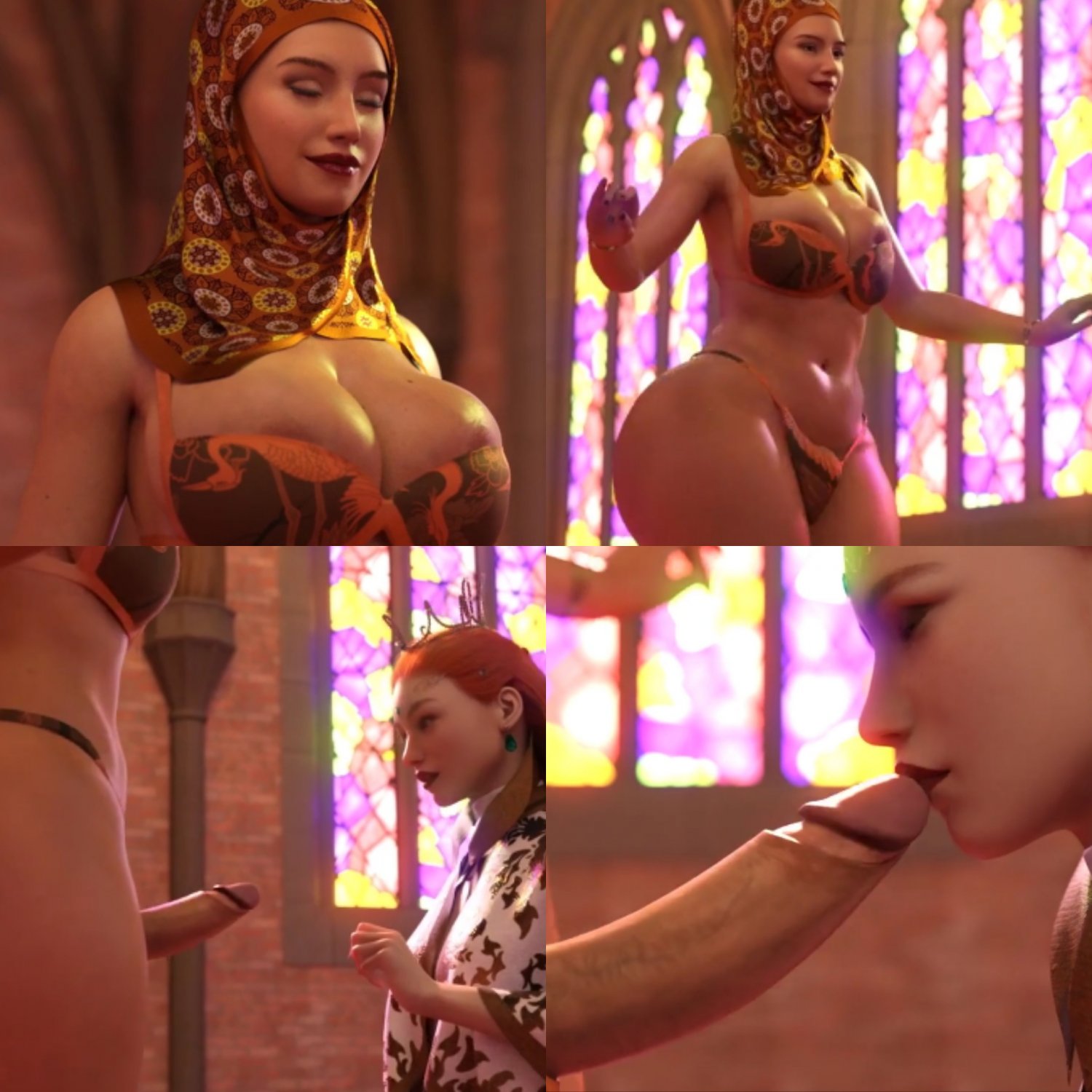 Hijab Turkish TS hottie rocks futa cartoon hentai 2